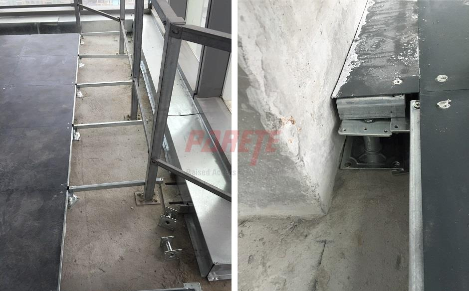  raised floor  installation to curtai wall